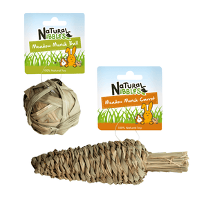 Natural Nibbles Meadow Munch Toy Bundle. Natural Nibbles Meadow Munch ball and Meadow Munch Carrot.