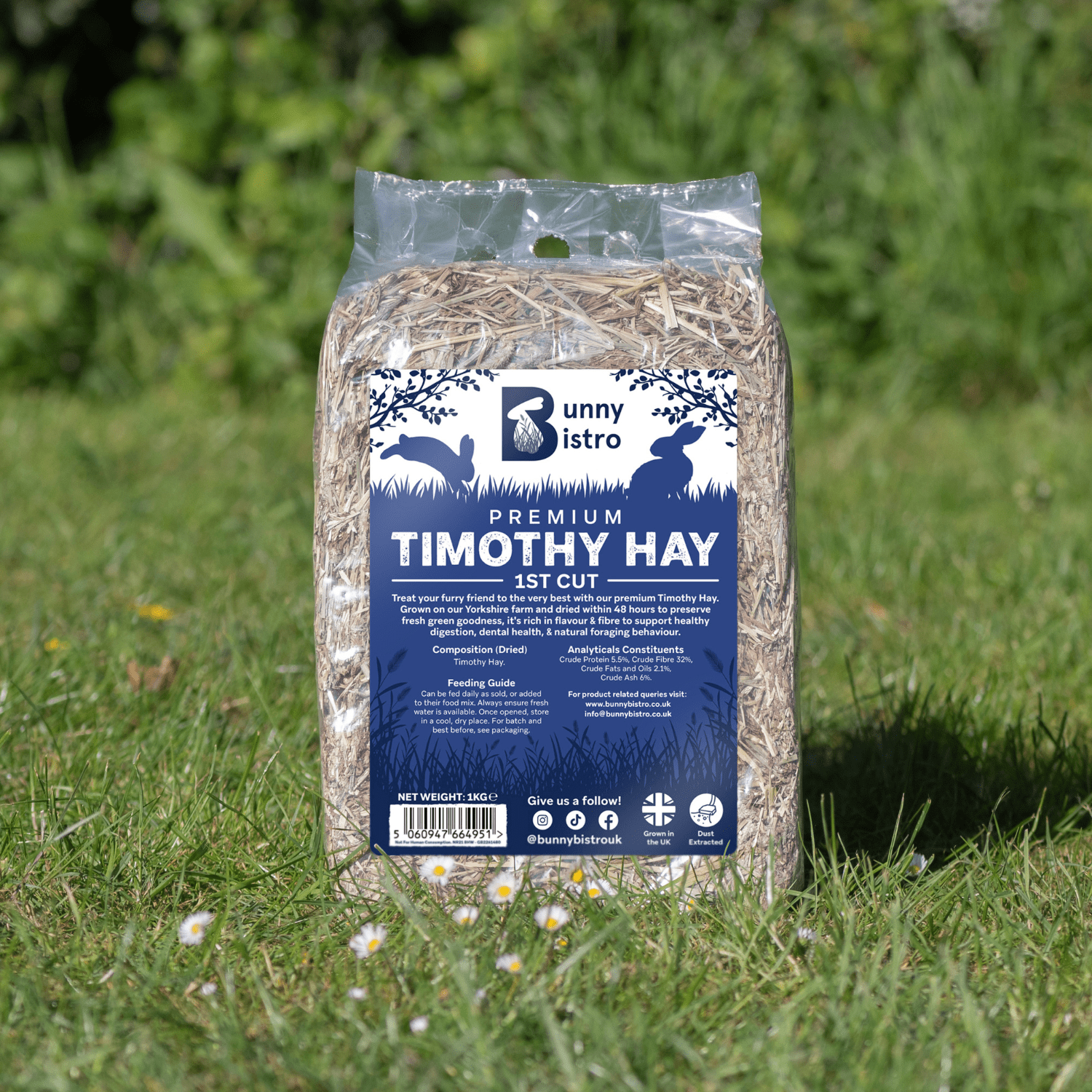 1st Cut Timothy Hay – 1kg Premium UK-Grown Bale for Rabbits – Bunny Bistro